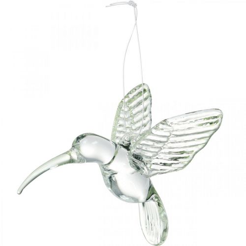 Floristik24 Dekoratyvinis kolibris, stiklo puošmena, rojaus paukštis, stiklinis pakabukas, dekoracinis paukštis