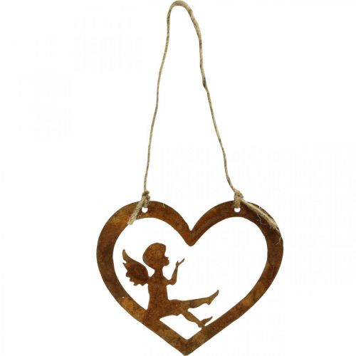 Floristik24 Deco kabykla metalinė patina deco heart angel Ø15cm 6vnt