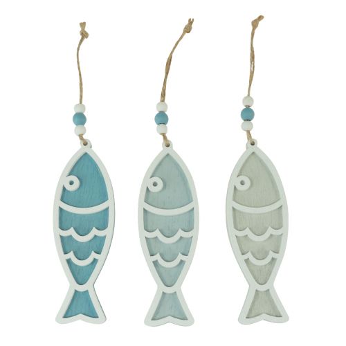 daiktų Dekoratyvinė kabykla žuvies medžio pakabinama dekoracija jūrinė mėlyna 12cm 9 vnt