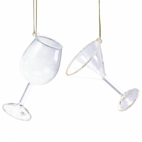 Deco pakabos akiniai skaidrūs su auksu 9cm 2vnt