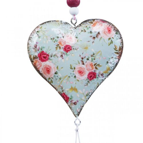 Deco kabykla širdelė deco vintage gėlių pakabukas 8,5x9cm 3vnt