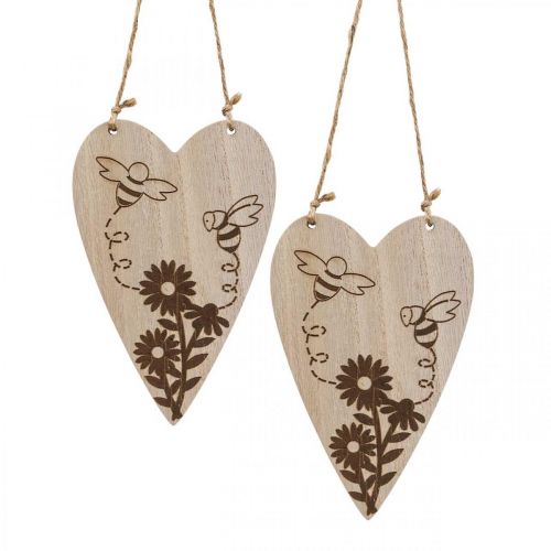 Dekoratyvinė kabykla medinės dekoratyvinės širdelės gėlės bičių dekoracija 10x15cm 6 vnt