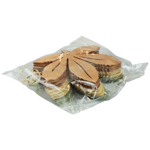 daiktų Dekoratyvinė kabykla medžio rudens lapai žalia natūrali ruda 12x10cm 12 vnt