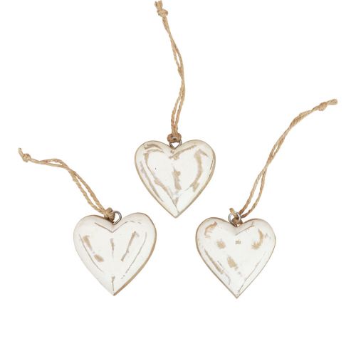daiktų Dekoratyvinės pakabos medinės medinės širdelės natūralaus balto aukso vintage 6cm 8vnt