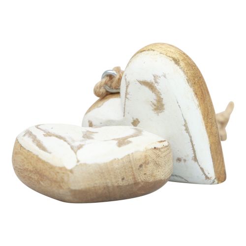 daiktų Dekoratyvinės pakabos medinės medinės širdelės natūralaus balto aukso vintage 6cm 8 vnt
