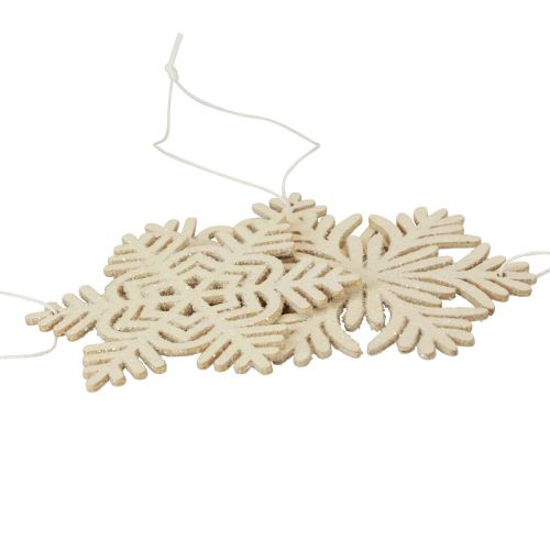 Floristik24 Deco kabykla medinės snaigės deco baltos spalvos blizgučiai Ø10cm 12vnt