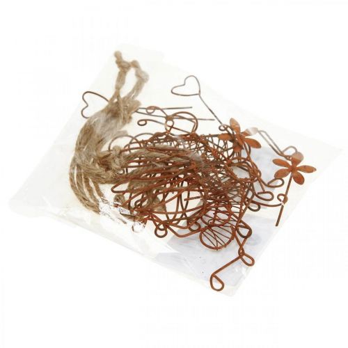 Floristik24 Deco pakabos metalinės bitės deco pakabos rūdys 9x6,5cm 6vnt