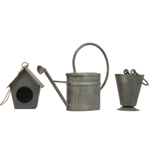 Dekoratyvinė kabykla metalinė dekoratyvinė sodo pilka vintažinė 5-15cm rinkinys iš 3