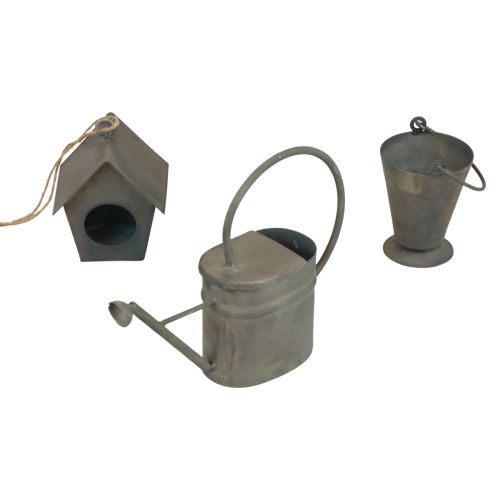 Dekoratyvinė kabykla metalinė dekoratyvinė sodo pilka vintažinė 5-15cm rinkinys iš 3