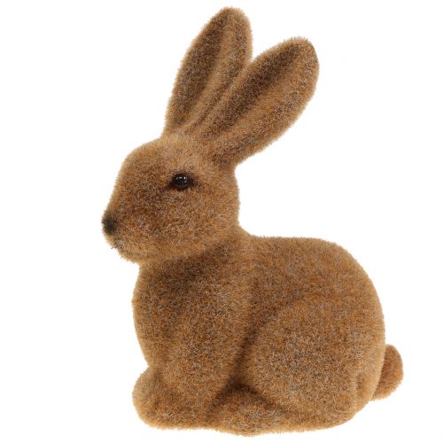 daiktų Dekoratyvinis zuikis flokuotas rudas Velykų zuikio dekoras 15cm 4 vnt