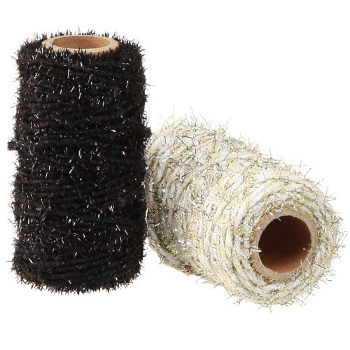 daiktų Dekoratyvinis virvelė blizgučiai juodai smėlio spalvos balta W1,5mm L25m 2 vnt