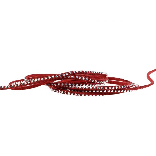 daiktų Dekoratyvinis virvelė odinė virvelė raudona su kniedėmis 3mm 15m
