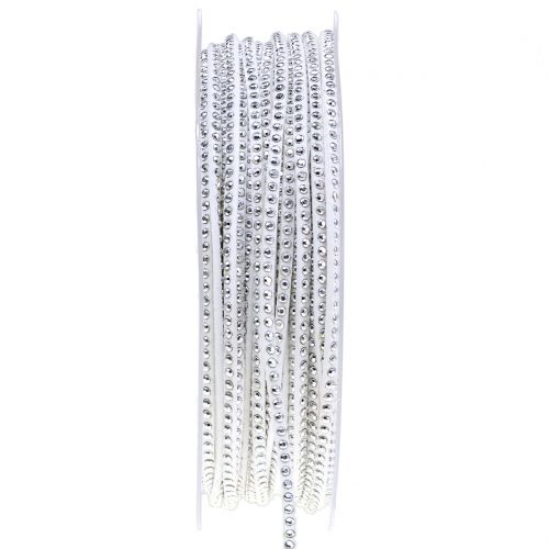 Floristik24 Dekoratyvinis virvelė odinė virvelė balta su kniedėmis 3mm 15m
