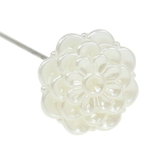 Floristik24 Dekoratyvinis segtukas gėlė balta Ø2cm H6cm 24 vnt