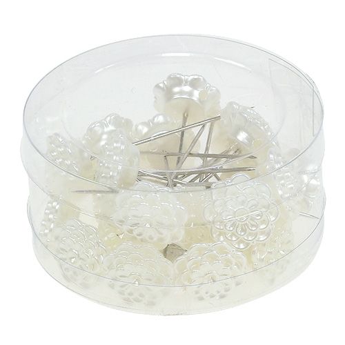 Floristik24 Dekoratyvinis segtukas gėlė balta Ø2cm H6cm 24 vnt