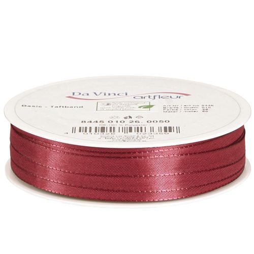 daiktų Dekoratyvinė siaura taftos juostelė Bordo 10mm 50m