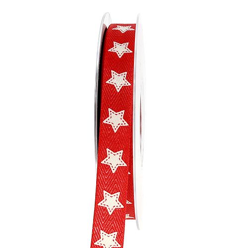 Floristik24 Dekoratyvinė juostelė su žvaigždės raštu raudona 15mm 20m