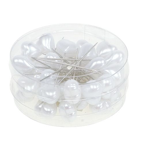 Floristik24 Dekoratyvinis širdelės segtukas baltas 1,5cm 36vnt