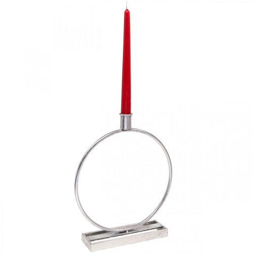 Floristik24 Dekoratyvinis žiedas metalinis žvakių laikiklis antikvarinis sidabras Ø25cm H30.5cm