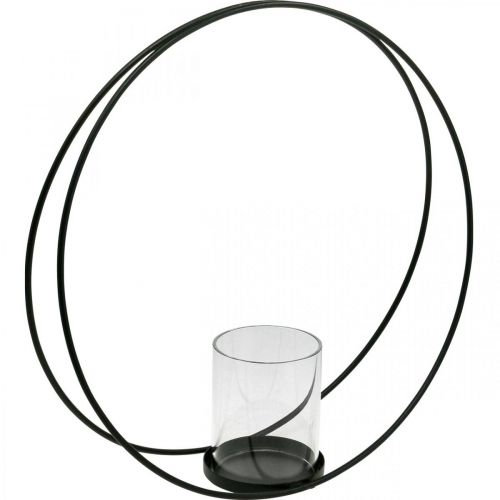 daiktų Dekoratyvinis žiedinis žibintas metalinis žvakių laikiklis juodas Ø35cm