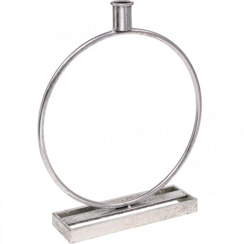 Dekoratyvinis žiedas metalinis žvakių laikiklis antikvarinis sidabras Ø25cm H30.5cm
