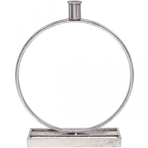 Floristik24 Dekoratyvinis žiedas metalinis žvakių laikiklis antikvarinis sidabras Ø25cm H30.5cm