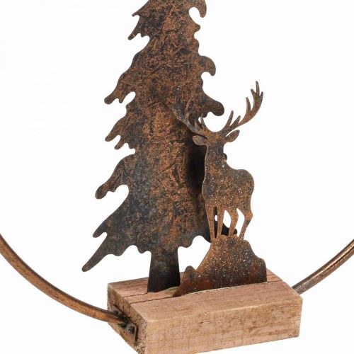 Floristik24 Dekoruojamas Kalėdų eglės elnio metalinis medinis pagrindas Ø38cm