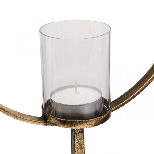 Dekoravimo žibintuvėlis metalinis žvakių laikiklis auksinis stiklas Ø28cm