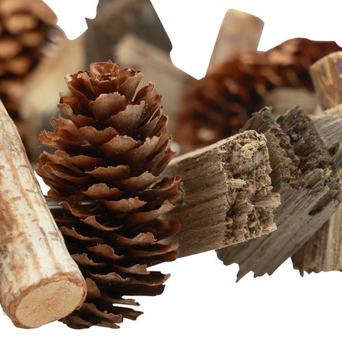 daiktų Dekoratyvinis žiedas širdelės kabantis dekoracija mediniai dekoratyviniai kūgiai natūrali apdaila Ø20cm