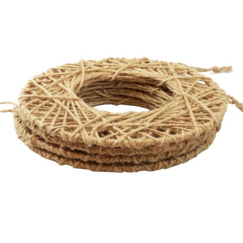 daiktų Dekoratyvinis žiedas džiutu dengtas pakabinamas dekoras Boho dekoracija Ø28cm 4vnt