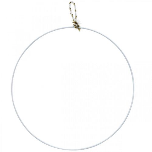 Dekoratyvinis žiedas metalinis baltas pakabinimui metalinis žiedas Ø38cm 3vnt