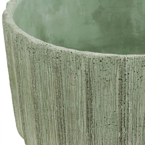 Floristik24 Dekoratyvinis dubuo žalias keramikinis retro dryžuotas Ø20cm H11cm