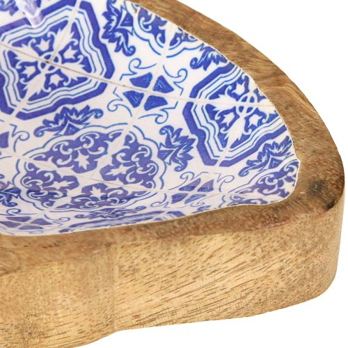 daiktų Dekoratyvinis dubuo medinis žuvies dekoravimas natūraliai mėlyna balta 18×11×3cm