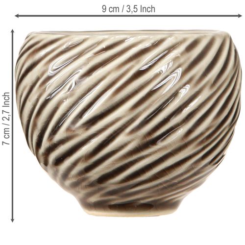 daiktų Dekoratyvinis dubuo Keraminis Spiralinis dekoras Beige Brown Ø9cm 4vnt
