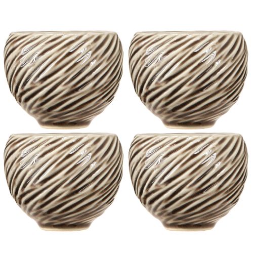 daiktų Dekoratyvinis dubuo Keraminis Spiralinis dekoras Beige Brown Ø9cm 4vnt