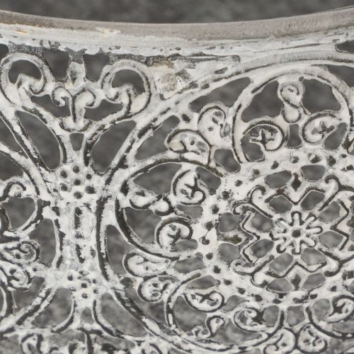 daiktų Dekoratyvinis metalinis dubuo, pilkai baltas raštas, Ø16/19,5/23,5 cm, 3 vnt. rinkinys