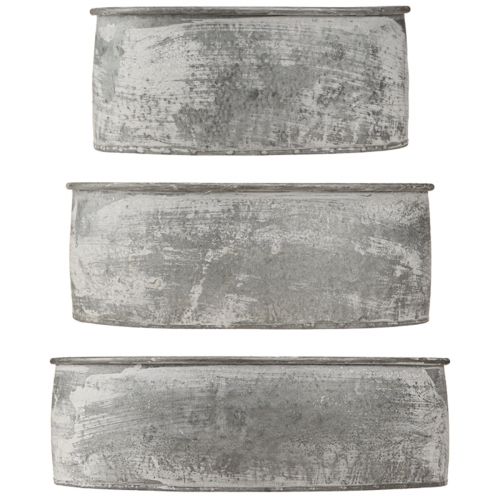 daiktų Dekoratyvinis dubuo metalinis įkišamas dubuo ovalus pilkas L22.5/19.5/16cm rinkinys iš 3 vnt.