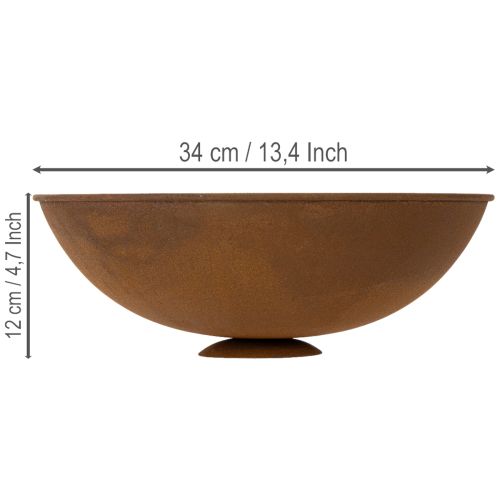 daiktų Dekoratyvinis metalinis dubuo, rūdžių spalvos, vintažinio dekoro, Ø34 cm, aukštis 12 cm