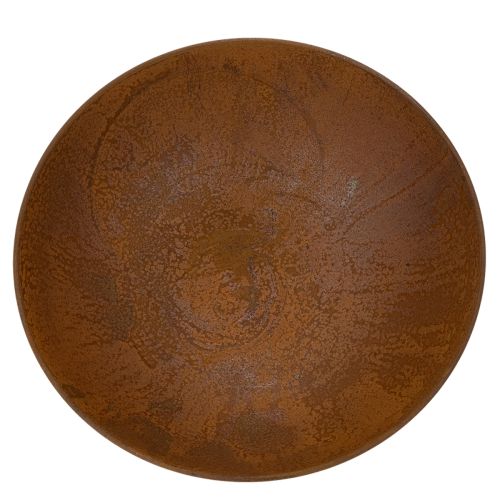 Dekoratyvinis metalinis dubuo, rūdžių spalvos, vintažinio dekoro, Ø34 cm, aukštis 12 cm | Floristik24.lt
