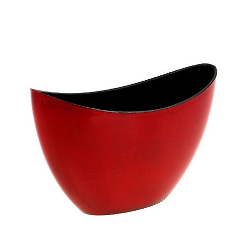 Floristik24 Dekoratyvinis dubuo plastikinis raudonai juodas 24cm x 10cm x 14cm 1 vnt