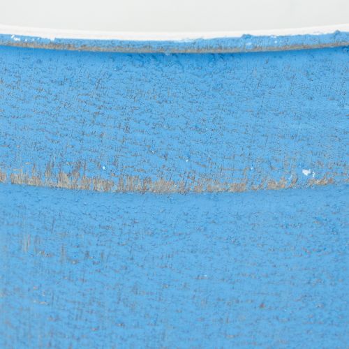 daiktų Dekoratyvinis dubuo/vazonas, mėlyno metalo, shabby chic stiliaus, Ø17 cm, aukštis 8,5 cm