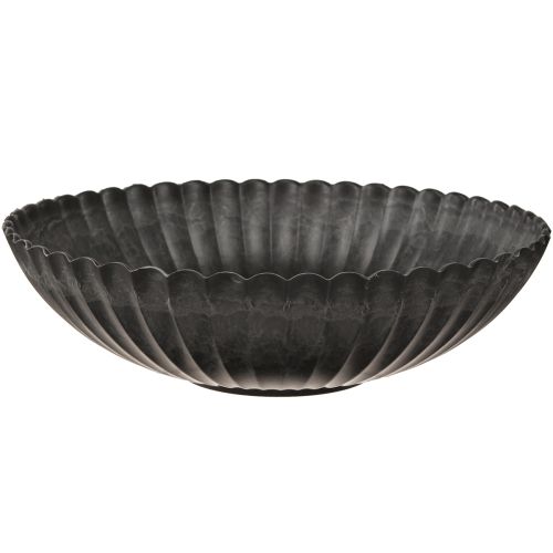 Floristik24 Dekoratyvinis dubuo apvalus antracito spalvos augalų dubuo su grioveliais Ø28cm