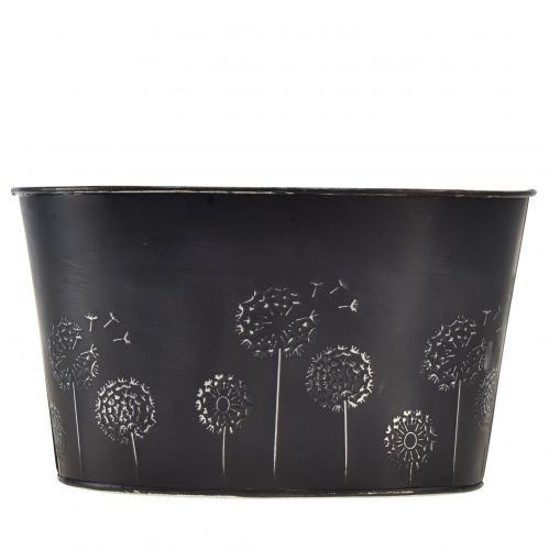 daiktų Dekoratyvinis dubuo metalinis ovalus juodos sidabrinės gėlės 20,5×12,5×12cm
