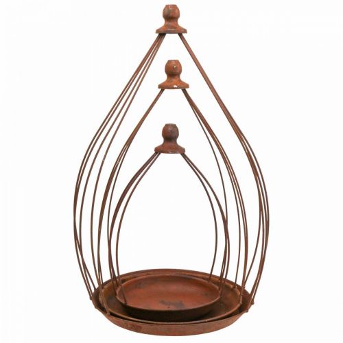 Floristik24 Dekoratyvinis dubenėlio rūdžių patina dekoravimas pakabinamas dekoras Ø18,5/24,5/27cm