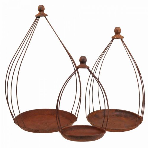 Floristik24 Dekoratyvinis dubenėlio rūdžių patina dekoravimas pakabinamas dekoras Ø18,5/24,5/27cm