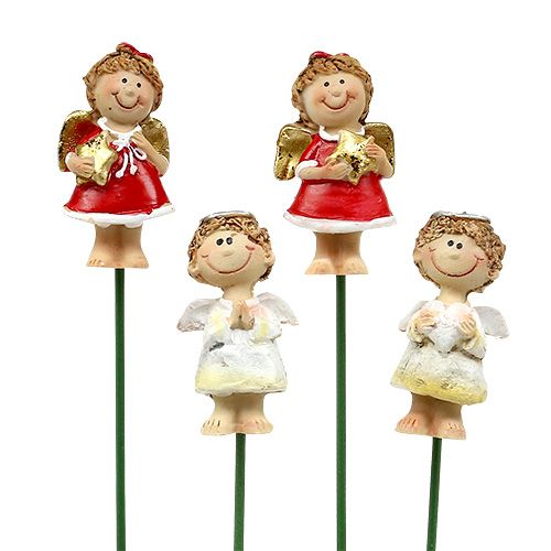 Floristik24 Dekoratyvinis kištukas angelas raudonas, baltas 4,5cm L28cm 8vnt