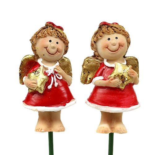 Floristik24 Dekoratyvinis kištukas angelas raudonas, baltas 4,5cm L28cm 8vnt