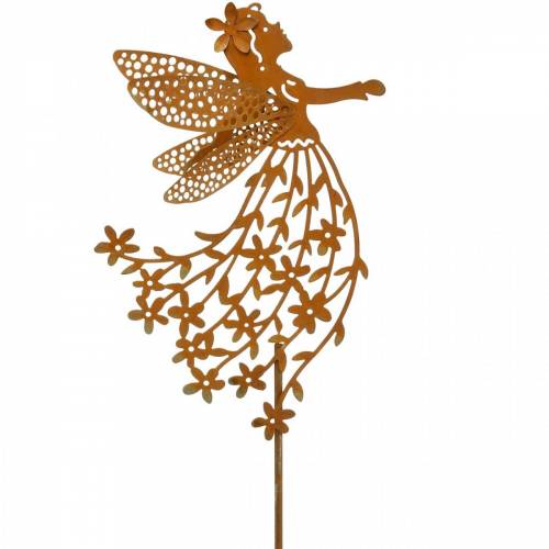 Floristik24 Dekoratyvinis kamštukas gėlių elfas, spyruoklė, metalinė dekoracija, fėja ant pagaliuko, patina