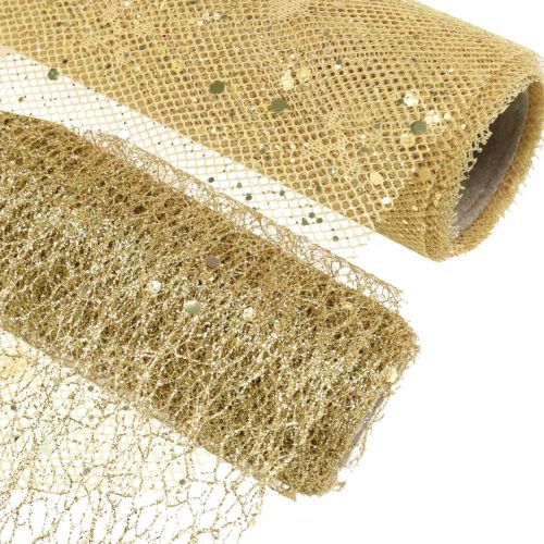 Floristik24 Staltiesė Deco Audinys Geltonas Auksas x 2 Asorti 35x200cm
