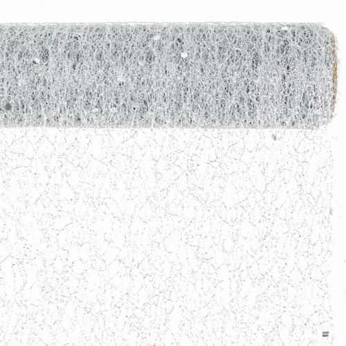 Floristik24 Stalo juostos dekoratyvinis audinys pilkas sidabras x 2 asorti 35x200cm
